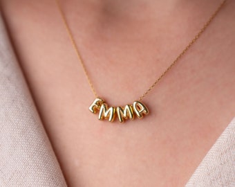 Custom 3D Letter Necklace, Personalized Bubble 3D Initial Charm, 3D Letter Necklace, Bubble Name Necklace, Gift For Her, Gift for Girlfriend
