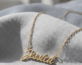 Custom Script Name Necklace, Personalized Gold Name Necklace for Women, Dainty Minimalist Name Jewelry, Birthday Jewelry Gift for Her