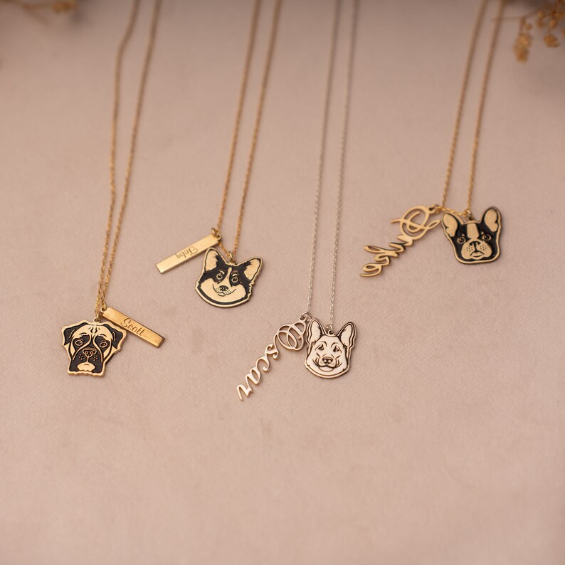 Collier personnalisé portrait d'animal de compagnie, cadeau personnalisé de bijoux d'animal de compagnie pour maman d'animal de compagnie, collier portrait de chien, bijoux commémoratifs d'animal de compagnie, collier personnalisé avec nom d'animal de compagnie image 6