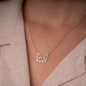 Personalized Dog Name Necklace, Custom Dog Ears Necklace, Pet Memorial Gift, Pet Jewelry, Design Dog Ears Necklace, Animal Lover Gift