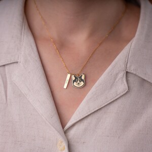 Collier personnalisé portrait d'animal de compagnie, cadeau personnalisé de bijoux d'animal de compagnie pour maman d'animal de compagnie, collier portrait de chien, bijoux commémoratifs d'animal de compagnie, collier personnalisé avec nom d'animal de compagnie image 2