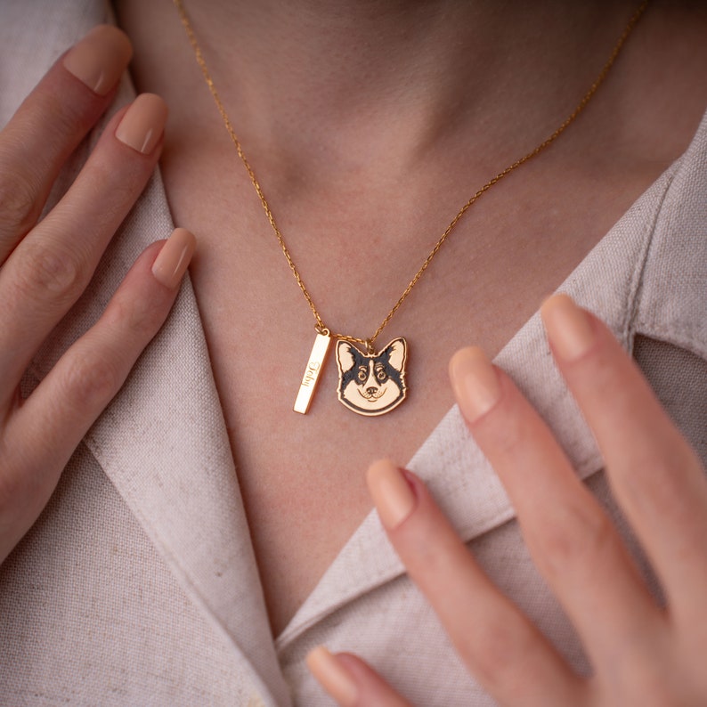 Collier personnalisé portrait d'animal de compagnie, cadeau personnalisé de bijoux d'animal de compagnie pour maman d'animal de compagnie, collier portrait de chien, bijoux commémoratifs d'animal de compagnie, collier personnalisé avec nom d'animal de compagnie image 5