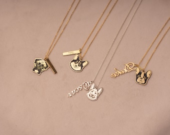 Custom Pet Portrait Necklace, Personalized Pet Jewelry Gift for Pet Mom, Dog Portrait Necklace,Pet Memorial Jewelry,Custom Pet Name Necklace