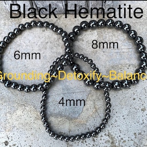 Black Hematite Stretch Bracelet, Stackable Stretch Bracelet, Root Chakra, Grounding, Protection, Balance Bracelet, Spiritual Jewelry, Gift
