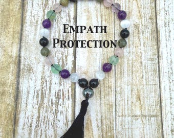 Empath Protection Pocket Mala, 27ct Meditation Mala, Crystals for Empaths, Prayer Beads, Gift