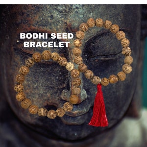 Bodhi Seed Mala Bracelet, Bodhi Seed Stretch Bracelet, Bodhi Seed Bracelet with or without Cotton Tassel, Gift for Him, Yoga Gift
