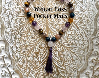 Weight Loss Pocket Mala, Crystals to help Weight loss Journey, Prayer Beads