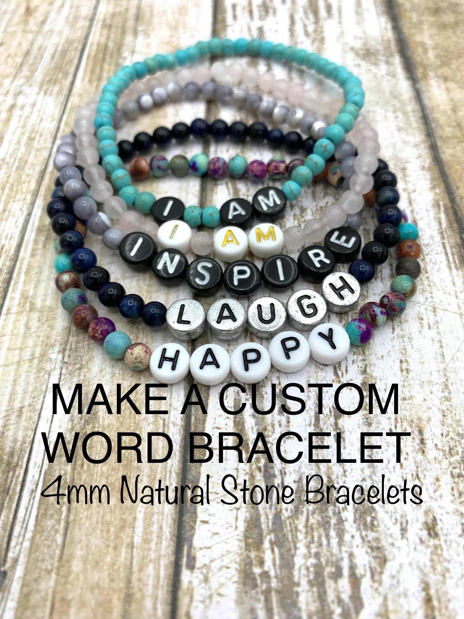 Custom Word Bracelet, Beaded Bracelets, Custom Beaded Bracelets, Bracelets  for Her, Bracelets for Him, Gift Ideas, Jewelry, Mothers Day Idea - Etsy