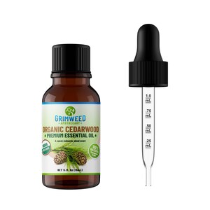 Organic Cedarwood Essential Oil - 15mL - Pure Therapeutic Grade - 100% All Natural - Great For DIY Projects - With Glass Dropper