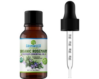 Organic Rosemary Essential Oil - 15mL - Pure Therapeutic Grade - 100% All Natural - Great For Aromatherapy - With Glass Dropper