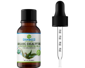 Organic Eucalyptus Essential Oil - 15mL - Pure Therapeutic Grade - 100% All Natural - Great For Aromatherapy - With Glass Dropper