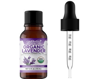 Organic Lavender Essential Oil - 100% Pure and Natural - Perfect for Aromatherapy with glass dropper