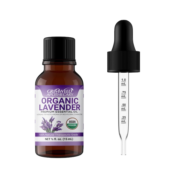 Organic Lavender Essential Oil - 100% Pure and Natural - Perfect for Aromatherapy with glass dropper