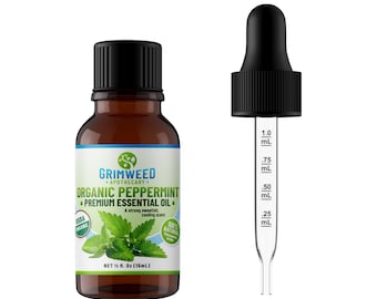 Organic Peppermint Essential Oil - 15mL - Pure Therapeutic Grade - 100% All Natural - Great For Aromatherapy - With Glass Dropper