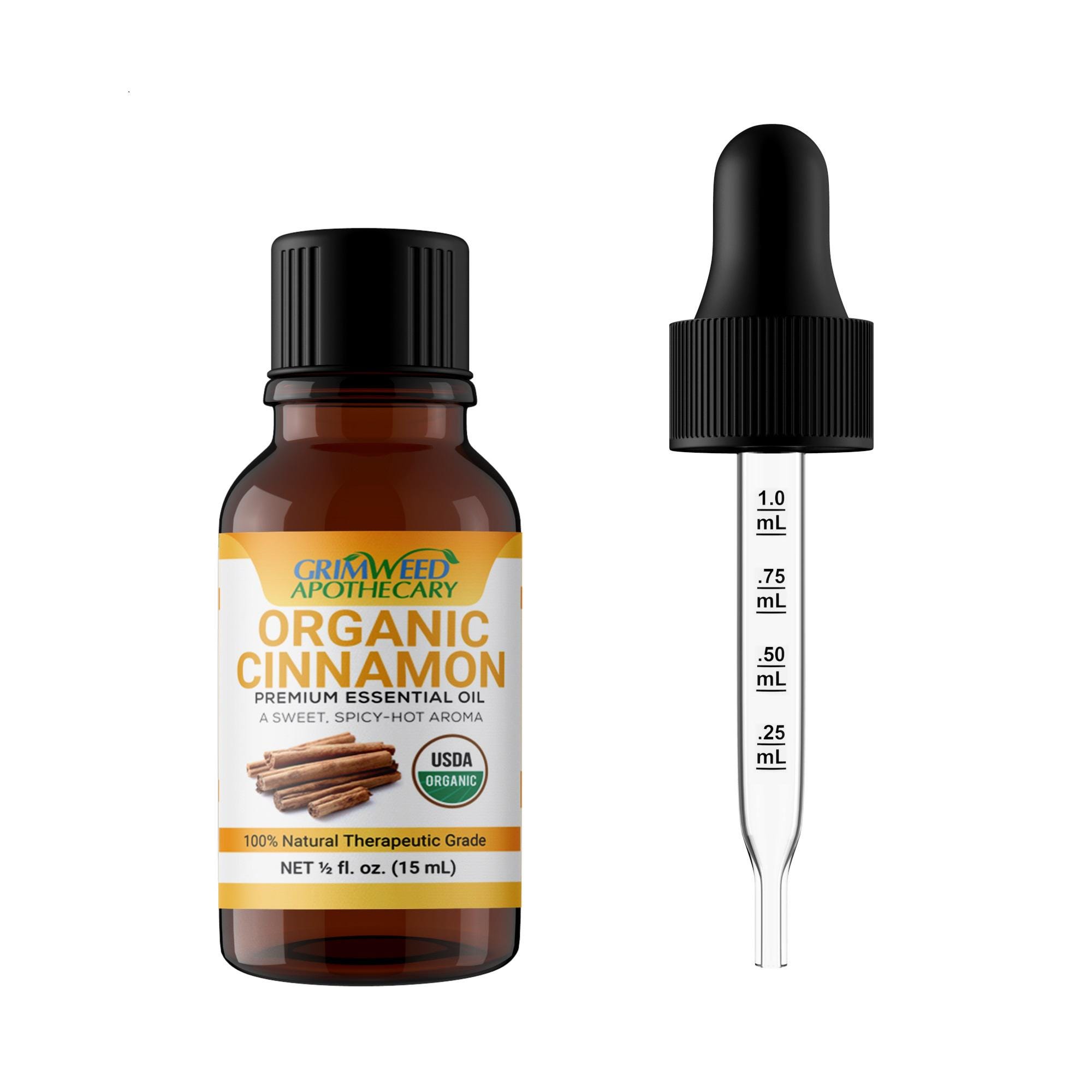 Organic Cinnamon Bark Essential Oil - 15mL - Pure Therapeutic Grade - 100% All Natural - Great For DIY Projects - With Glass Dropper