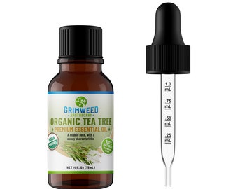 Tea Tree Organic Essential Oil - (Australian) - 15mL - All Natural - Perfect for Aromatherapy with Glass Dropper