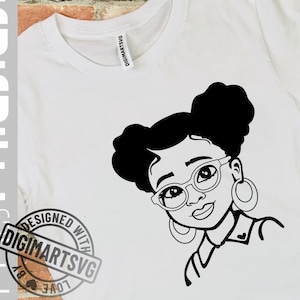 Sweet Afro Girl svg, Melanin svg, Afro Girl svg, African American, Afro Puffs svg, Doll svg, Cartoon Art, File for Cricut, Instant download