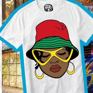 Woman In Bucket Hat svg, Hairstyle svg, Melanin, Black Girl Magic, Sun Hat svg, Black History, Glasses svg, File for Cricut,Instant download