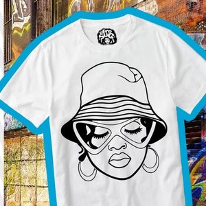 Woman In Bucket Hat svg, Hairstyle svg, Melanin, Black Girl Magic, Sun Hat svg, Glasses svg, File for Cricut, Silhouette ,Instant download