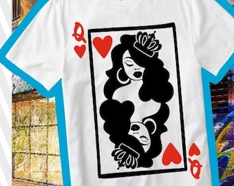 Black Queen svg, Queen of Hearts svg, Card svg, Card Suits, Afro svg, Black History svg, Melanin svg, File for Cricut, Instant download