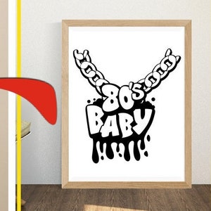 80's Baby svg, Paint Canvas, Dripping svg, Chain svg, Compleanno, Paint With A Twist, Paint Party, Adult Printable Coloring Page, Paint & Sip