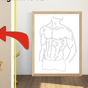 Man Body Printable Paint Canvas, DIY Paint Party, Muscles svg, Black Man, Adult Printable Coloring Page, Printable, Paint With A Twist