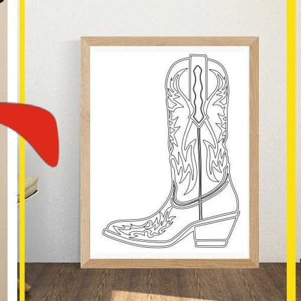 Cowboy Boots svg, Shoes Coloring Pages, Woman svg, Cowgirl, Printable Paint Canvas, Melanin, Paint With A Twist, Paint Party, Paint & Sip