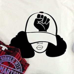 Afro Woman svg, Fist svg, Black History svg, Melanin svg, Power svg, Woman In Cap svg, Afro, Sublimation, Datei für Cricut, Sofortiger Download