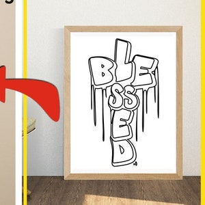 Selige svg, Kreuz svg, Glaube svg, tropfend, DIY druckbare Farbe Leinwand, Afro svg, Malseite, Paint Party, druckbare Malseite für Erwachsene