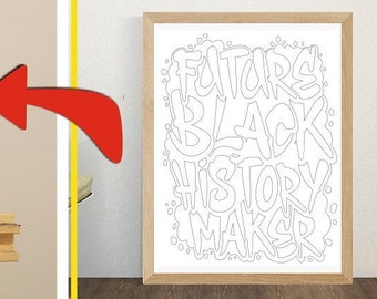 Future Black History Maker svg, Coloring Pages, Melanin svg, Graffiti, Printable Paint Canvas, Afro svg, Paint With A Twist, Paint & Sip