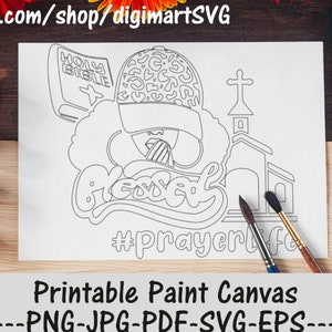Páginas para colorear de vida de oración, Christian Png, Beato, Afro svg, lienzo de pintura imprimible, fiesta de pintura, página para colorear de adultos, pintura con un toque