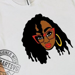 Mujer negra en SVG, Rastas en SVG, Afro en SVG, Historia negra en SVG, Cara de niña en SVG, Melanina, Mujer con gafas, Archivo para Cricut, Descarga instantánea