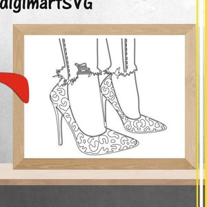 Tacchi alti png, stampa ghepardo svg, pagine da colorare scarpe, donna svg, tela di vernice stampabile, leopardo svg, vernice con un tocco, festa di vernice
