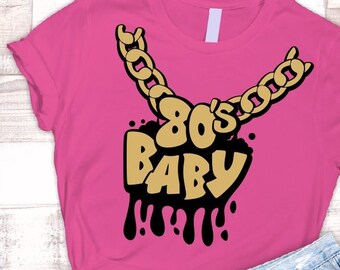 80's Baby svg, 1980 svg, Chain svg, Birthday svg, Afro svg, Black History svg, Melanin svg, Vintage svg, File for Cricut, Instant download