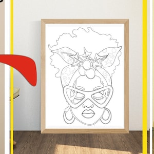 Frohe Weihnachten svg, druckbare Malleinwand, Weihnachtsmann Png, Malvorlagen, Malen mit einem Twist, Afro svg, Erwachsene druckbare Malseite