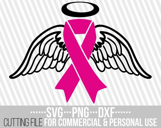 Download Angel Wings Svg Breast Cancer Pink Ribbon Svg Swirly Butterfly Svg Halo Heart Cut Files File For Cricut Silhouette Instant Download