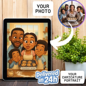 Custom Cartoon Caricature from Photo – Funny Portrait Gift, Digital Download, Personalized Drawing, Employee Gift, Couple or Family Art