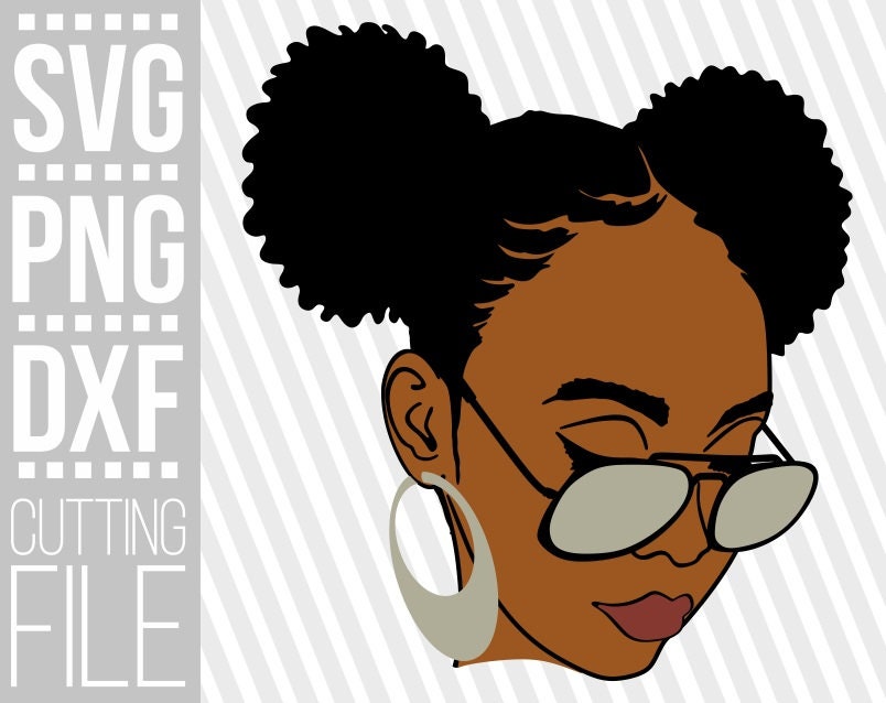 Black Woman With Glasses Svg, Afro Woman Svg, Layered Svg, Afro Puffs ...