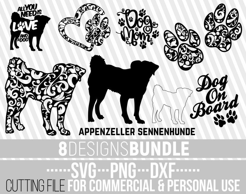 Download 8x Appenzeller Sennenhunde Mandala Bundle Svg Dog Bundle Svg Dog Shapes Mandala Dog Svg Cuttable File Silhouettes Bundle Cricut File