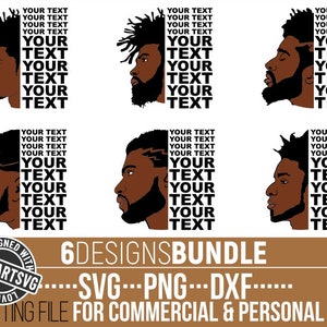 6x Afro Man svg Bundle, Half Face svg, Dreadlocks svg, Beard svg, Black King svg, Your Text, Personalized, File for Cricut, Instant download