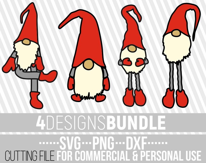 4x Gnomes bundle svg, Christmas svg, Cute Red Holiday ...