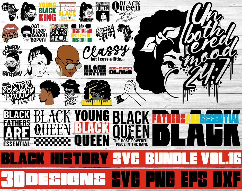 Download 30x Afro Woman Bundle Svg Melanin Svg Black History Svg Black King Svg African American File For Cricut Silhouette Instant Download