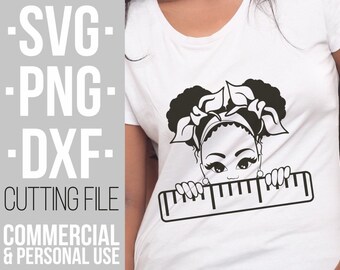 Peeking girl svg, School svg, Afro puffs digital, Cuttable Vector Files, ruler svg, peek a boo,File for Cricut, Silhouette ,Instant download