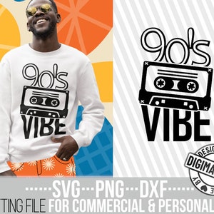 90's Vibe svg, Verjaardag svg, Born In The 90's, Old School svg, Cassette Tape, 90s Retro png, Nostalgie, Bestand voor Cricut, Instant download