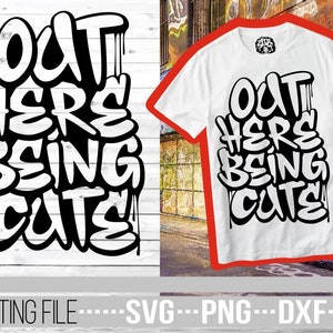 Out Here Being Cute svg、メラニン svg、アフロ svg、アフリカ系アメリカ人、黒人女性、ドリップ、Cricut 用ファイル、ベクター、クリップアート、シルエット、カット ファイル