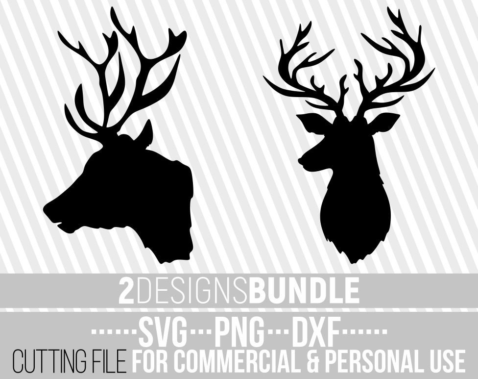 Download 2x Deer Head Bundle Svg Hunting Svg Antlers Svg Christmas Svg Sublimation Cuttable Files File For Cricut Silhouette Instant Download