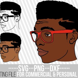 Afro man with glasses svg, Black man svg, Afro Hairstyle svg, File for Cricut, Vector, Silhouette, Instant download,Cuttable, Printable