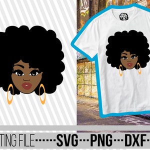 Sweet Black girl with earrings svg, Natural hair svg, Melanin, Afro woman, Black Girl Magic, File for Cricut, Silhouette ,Instant download