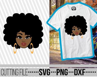 Sweet Black girl with earrings svg, Natural hair svg, Melanin, Afro woman, Black Girl Magic, File for Cricut, Silhouette ,Instant download