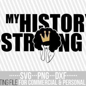 My History Is Strong svg, Afro woman SVG, Black Girl svg, Africa, American Woman, cuttable vector files, clipart,  Silhouette cameo jpg png